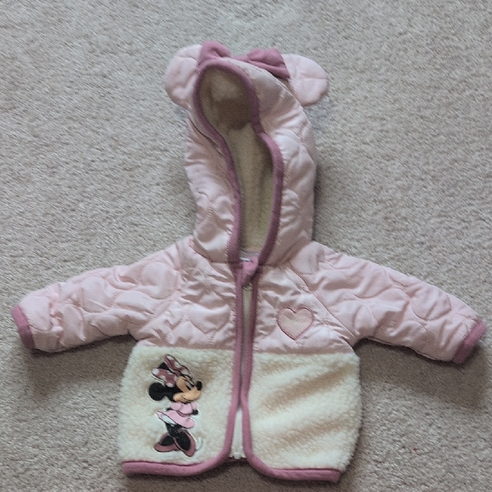 Disney Pink and Cream Minnie Mouse Puffer Jacket
